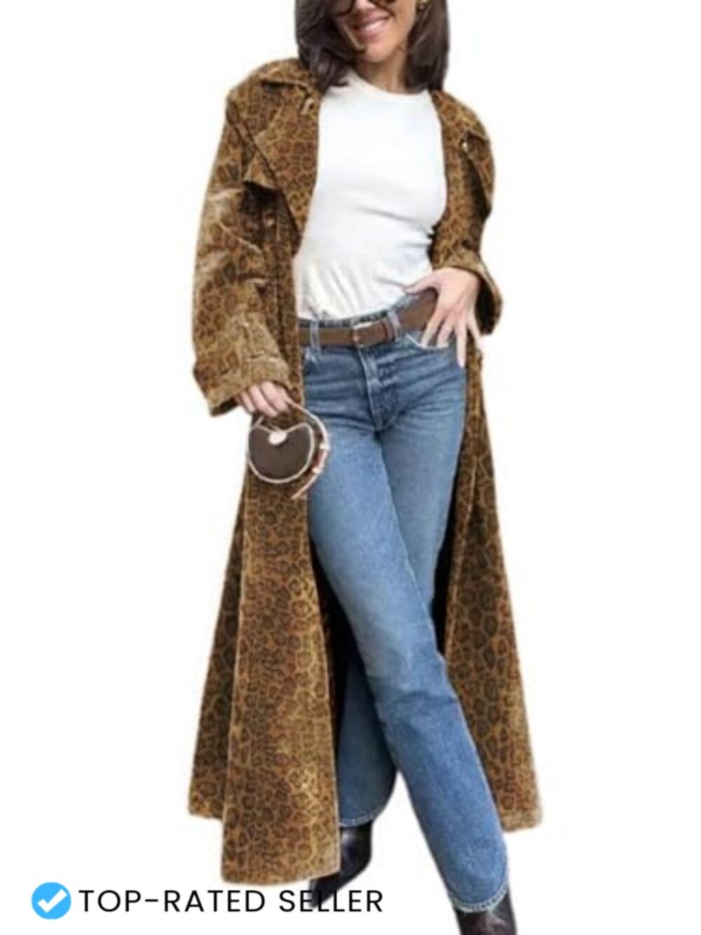 Faux Suede Open Front Double Breasted Maxi Trench Coat with Belt